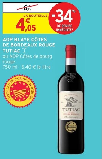 Intermarché Hyper AOP BLAYE CÔTES DE BORDEAUX ROUGE TUTIAC offre