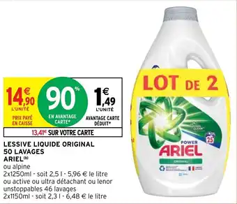 Intermarché Hyper LESSIVE LIQUIDE ORIGINAL 50 LAVAGES ARIEL offre