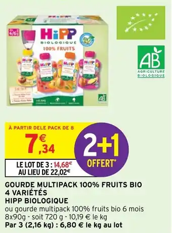 GOURDE MULTIPACK 100% FRUITS BIO 4 VARIÉTÉS HIPP BIOLOGIQUE