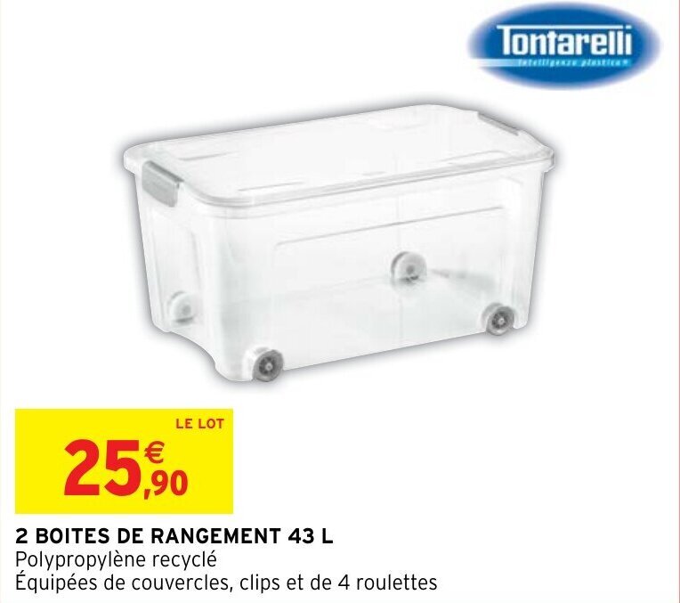 Intermarché Hyper 2 BOITES DE RANGEMENT 43 L offre