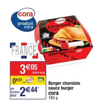 Cora x Carrefour Burger charolais sauce burger cora offre
