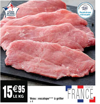 Cora x Carrefour Veau : escalope*** à griller offre