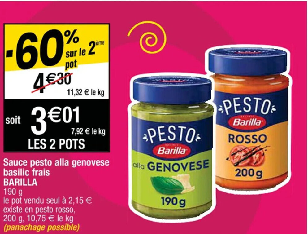 Cora Sauce pesto alla genovese basilic frais BARILLA offre