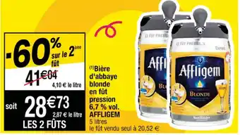 Cora x Carrefour (1) Bière d'abbaye blonde en fût pression 6,7 % vol. AFFLIGEM offre