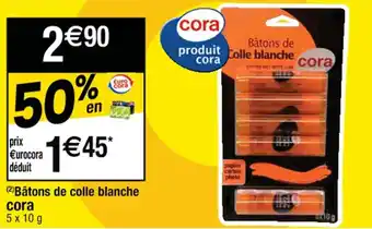 Cora x Carrefour Bâtons de colle blanche CORA offre