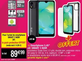 Cora x Carrefour Smartphone 5,45" réf. SMART 3 NOIR offre