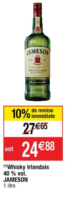 (Âč)Whisky Irlandais 40 % vol. JAMESON 1 litre