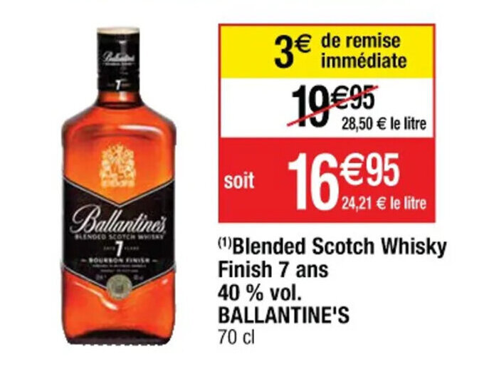 Cora (¹)Blended Scotch Whisky Finish 7 ans 40 % vol. BALLANTINE'S offre