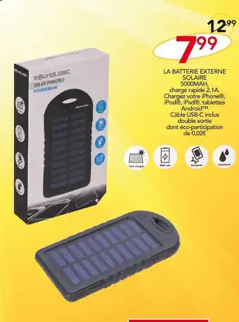 Stokomani La batterie externe solaire 5000mah offre