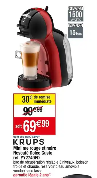 Cora x Carrefour Krups mini me rouge et noire nescafé dolce gusto réf. yy2749fd offre