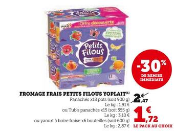 Super U Yoplait fromage frais petits filous offre