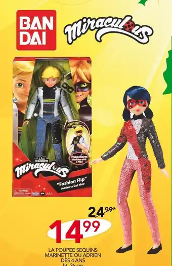 Stokomani Bandai / miraculous la poupee sequins marinette ou adrien dès 4 ans offre