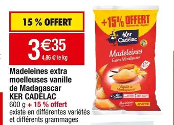 Cora x Carrefour Ker cadelac madeleines extra moelleuses vanille de madagascar offre