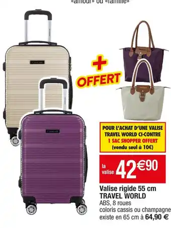 Cora x Carrefour Travel world valise rigide 55 cm offre