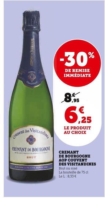 Super U Couvent des visitandines cremant de bourgogne aop offre