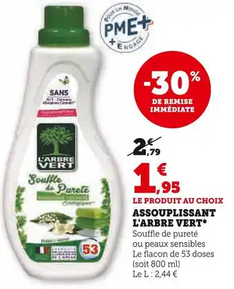 Super U L'arbre vert assouplissant* offre