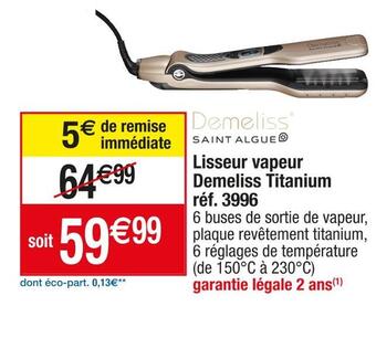 Saint algue lisseur vapeur demeliss titanium