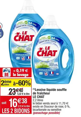 Cora x Carrefour Le chat lessive liquide souffle de fraîcheur offre