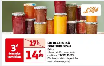 Auchan Supermarché Le parfait lot de 12 pots à confiture 385ml offre
