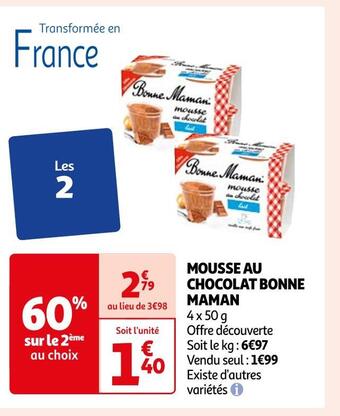 Auchan Supermarché Bonne maman mousse au chocolat offre