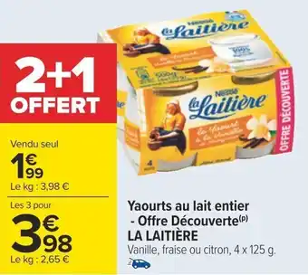 Carrefour Yaourts au lait entier offre