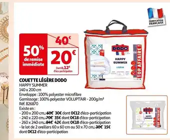 Auchan Supermarché Dodo couette légère offre
