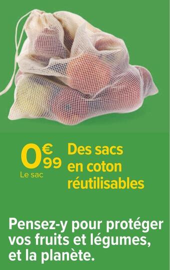 Carrefour Des sacs en coton réutilisables offre