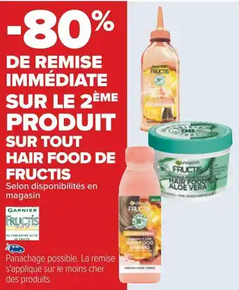 Garnier -80% de remise immédiate sur le 2Úme produit sur tout hair food de fructis