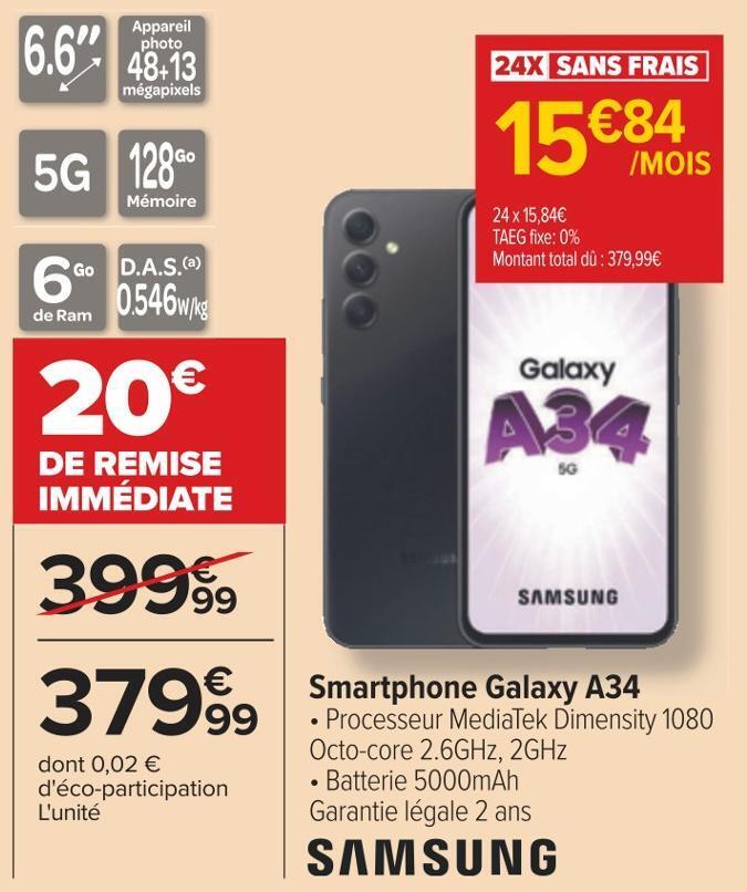 Carrefour Samsung smartphone galaxy a34 offre