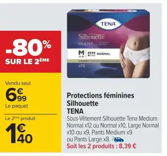 Carrefour Tena protections féminines silhouette offre