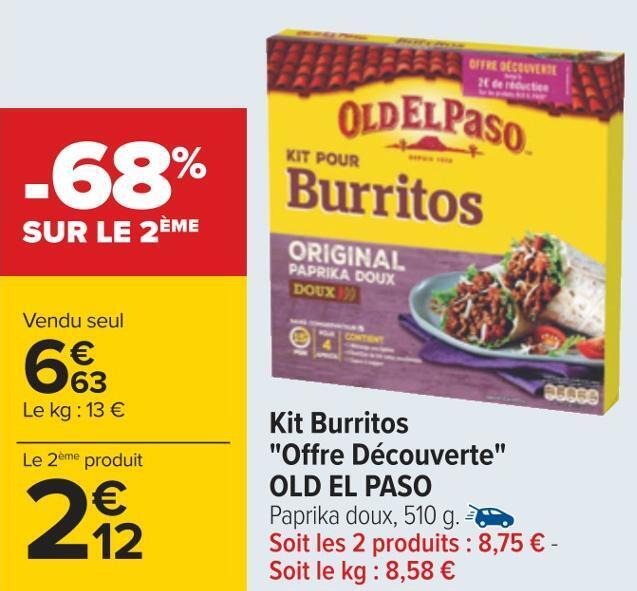 Promo Old el paso kit burritos offre découverte chez Carrefour