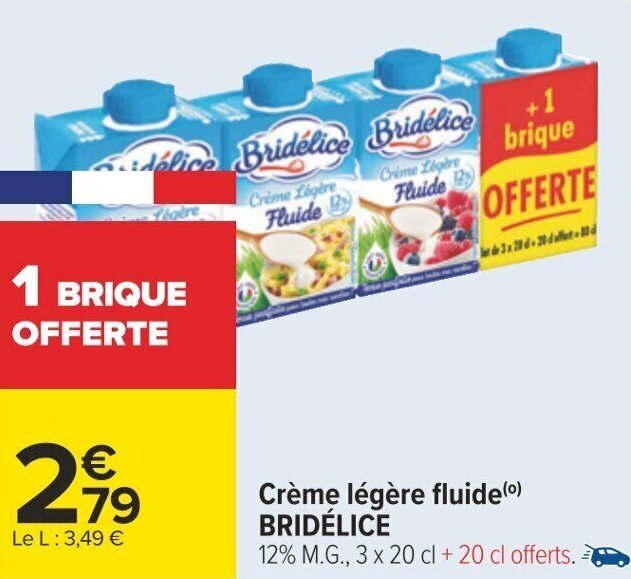 Carrefour Crème légère fluide (0) BRIDÉLICE offre