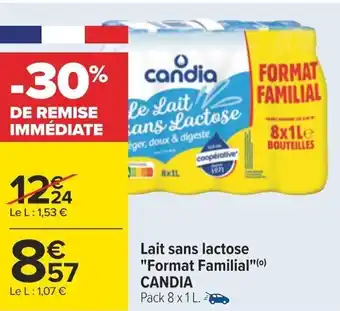 Carrefour Lait sans lactose "Format Familial"(⁰) CANDIA offre