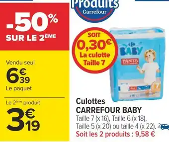 Carrefour Carrefour baby culottes offre