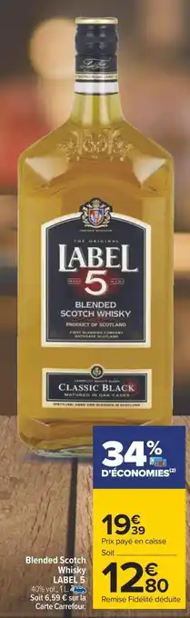 Carrefour Label 5 blended scotch whisky offre