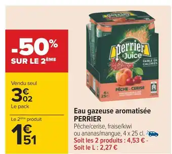 Carrefour Perrier eau gazeuse aromatisée offre