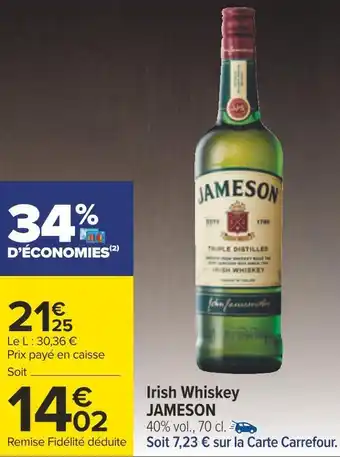 Carrefour Jameson irish whiskey offre