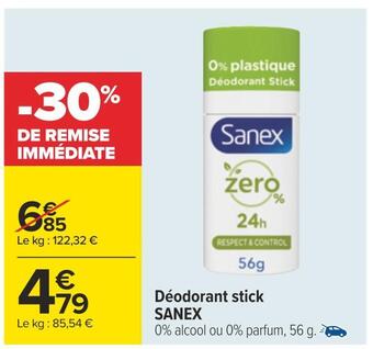 Carrefour Sanex déodorant stick offre