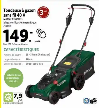 Lidl Tondeuse à gazon offre