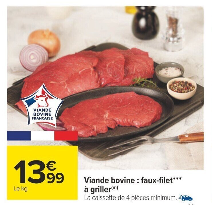 Carrefour Viande bovine : faux-filet** à griller(m) offre