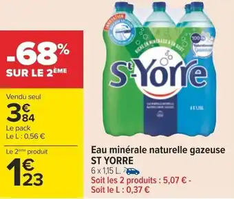 Carrefour Eau minérale naturelle gazeuse ST YORRE offre