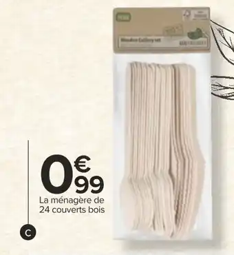 Carrefour La ménagère de 24 couverts bois offre