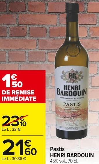 Carrefour Market Henri bardouin pastis offre