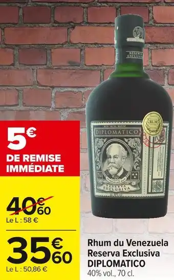 Carrefour Market Diplomatico rhum du venezuela reserva exclusiva offre