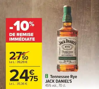 Carrefour Jack daniel's tennessee rye offre