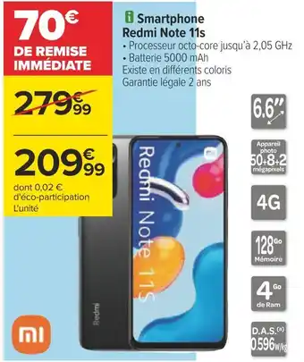 Carrefour Xiaomi smartphone redmi note 11s offre