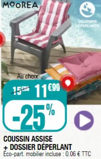 La Foir'Fouille COUSSIN ASSISE + DOSSIER DÉPERLANT offre