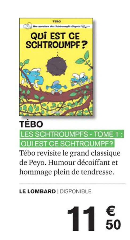 Carrefour TEBO LES SCHTROUMPFS - TOME 1: QUI EST CE SCHTROUMPF? offre