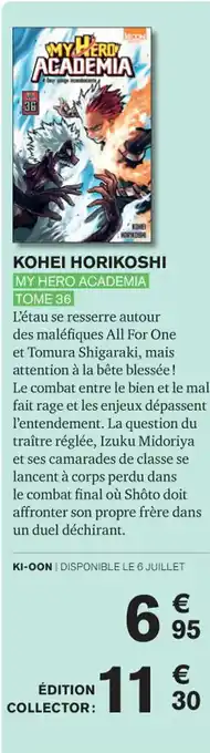 Carrefour KOHEI HORIKOSHI MY HERO ACADEMIA TOME 36 offre