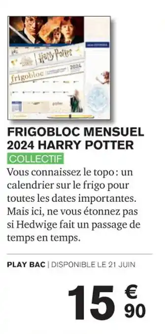 Carrefour FRIGOBLOC MENSUEL 2024 HARRY POTTER COLLECTIF offre